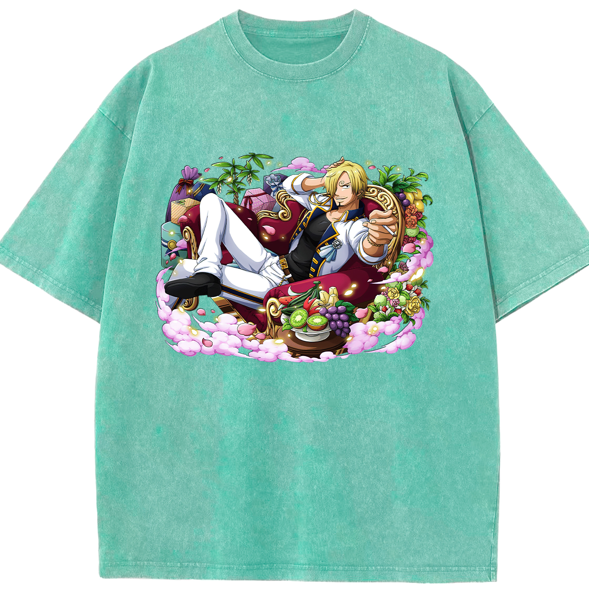 ワンピース サンジ ONE PIECE Sanji 綿100% ヴィンテージ風 半袖Tシャツ（フロントプリント）